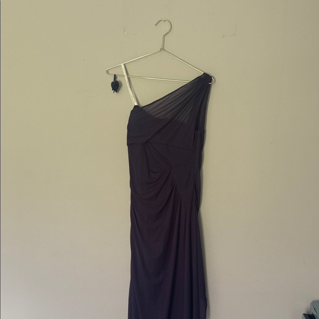 David's Bridal One-Shoulder Dress In Deep Purple No Use